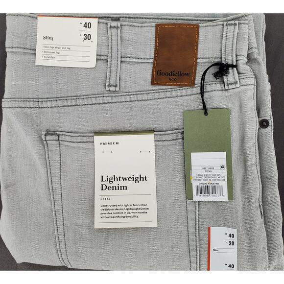 Goodfellow & Co Premium Slim Lightweight Denim Light Gray Mens 40W x 30L New - Picture 3 of 5